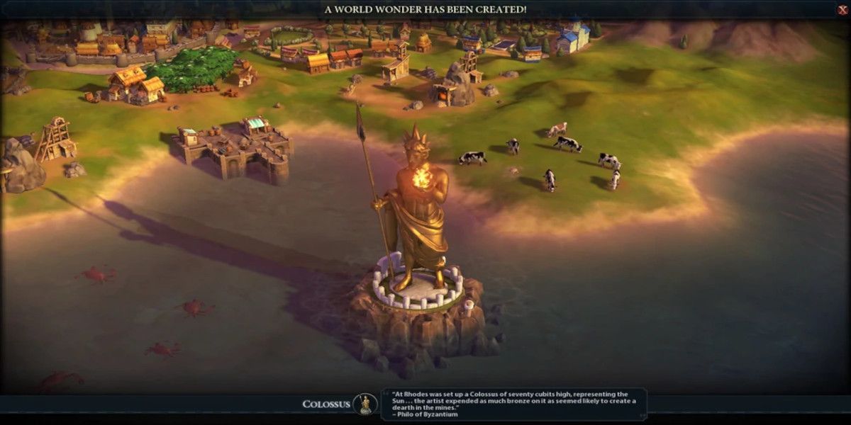 The Colossus World Wonder completes construction in Civilization 6