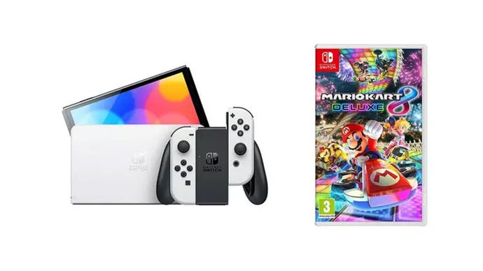 The Nintendo Switch OLED and Mario Kart bundle.