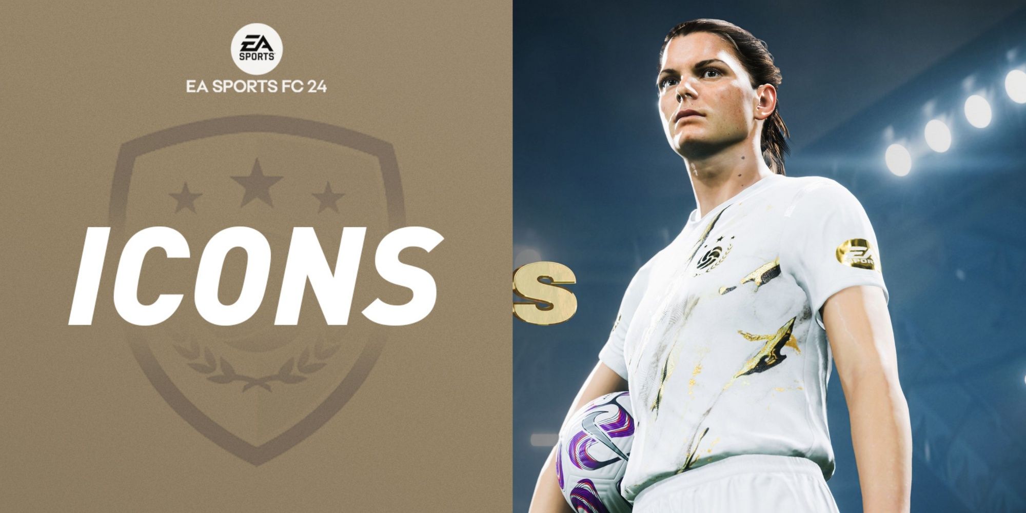 FC 24 Featured image icons logo and in-game shot of Mia Hamm