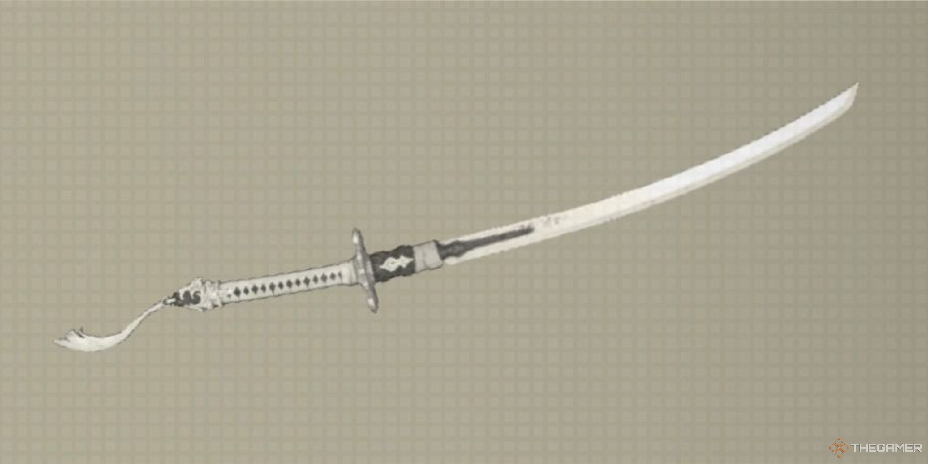 Close up of Virtuous Contract sword from menu in Nier Automata.