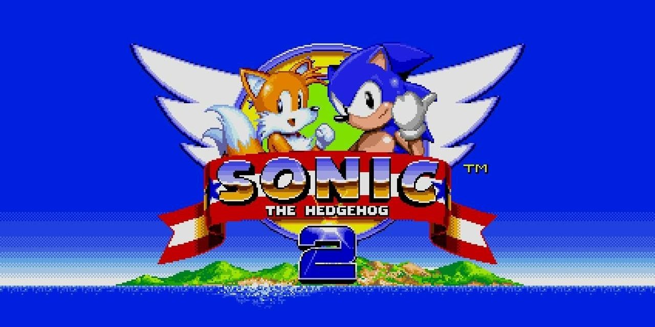 The title screen in Sonic The Hedgehog 2, featuring Sonic and Tails.