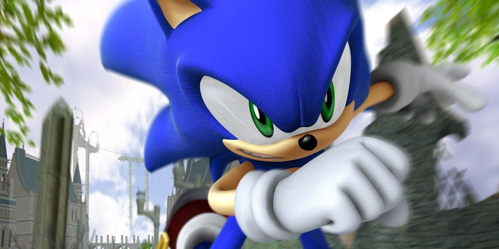 Sonic running in promo art for Sonic the Hedgehog 2006.