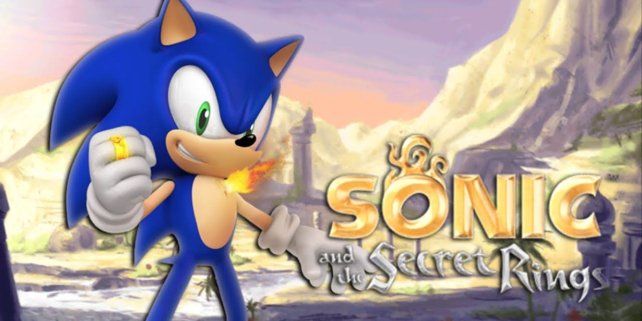 Sonic and the Secret Rings promotional art featuring Sonic against a desert background.