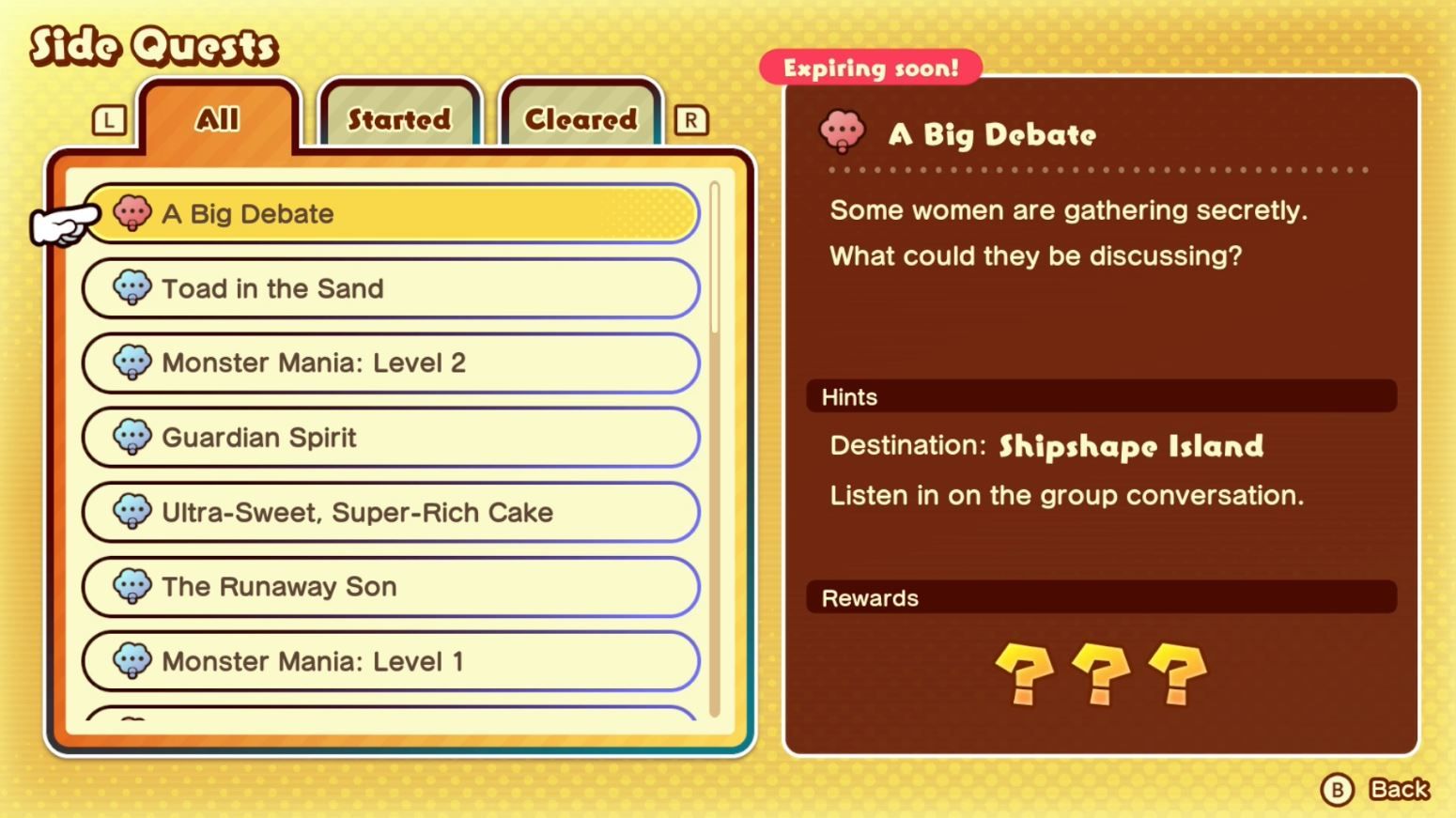 An urgent quest that's expiring soon in Mario & Luigi: Brothership.