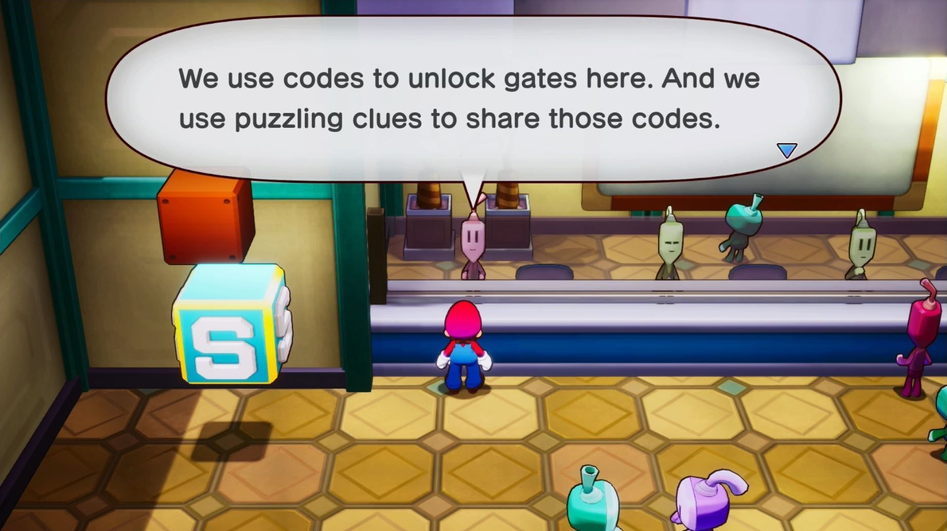 The first clue for the first puzzle on Lottacoin Island in Mario & Luigi: Borthership.