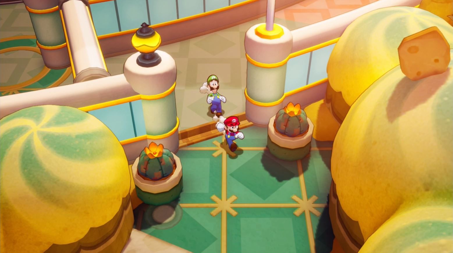 Mario and Luigi exiting a maze to the south in Mario & Luigi: Brothership.