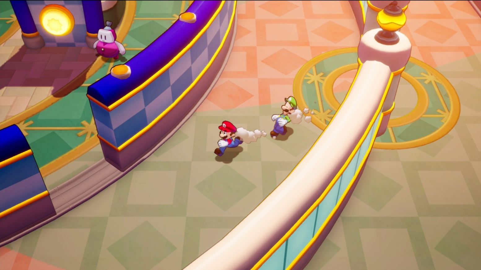 Mario and Luigi navigating the Merrgo Island maze in Mario & Luigi: Brothership.