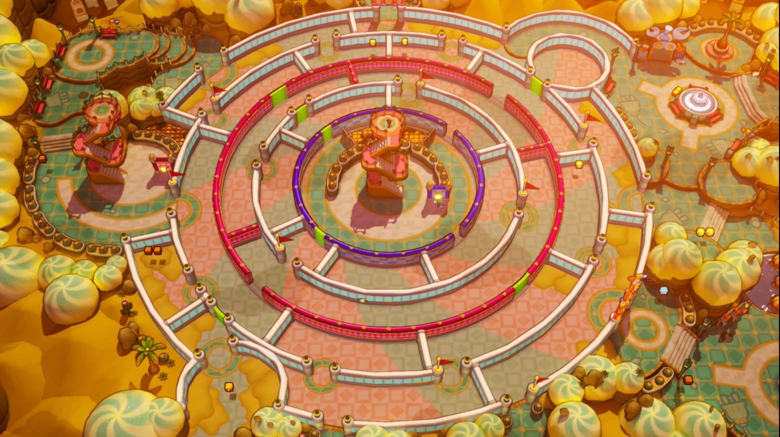 An overhead view of the Merrygo Maze, rotated for the final time in Mario & Luigi: Brothership.