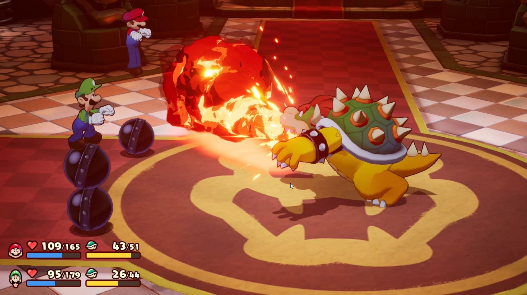 Bowser flame breath in Mario & Luigi: Brothership.