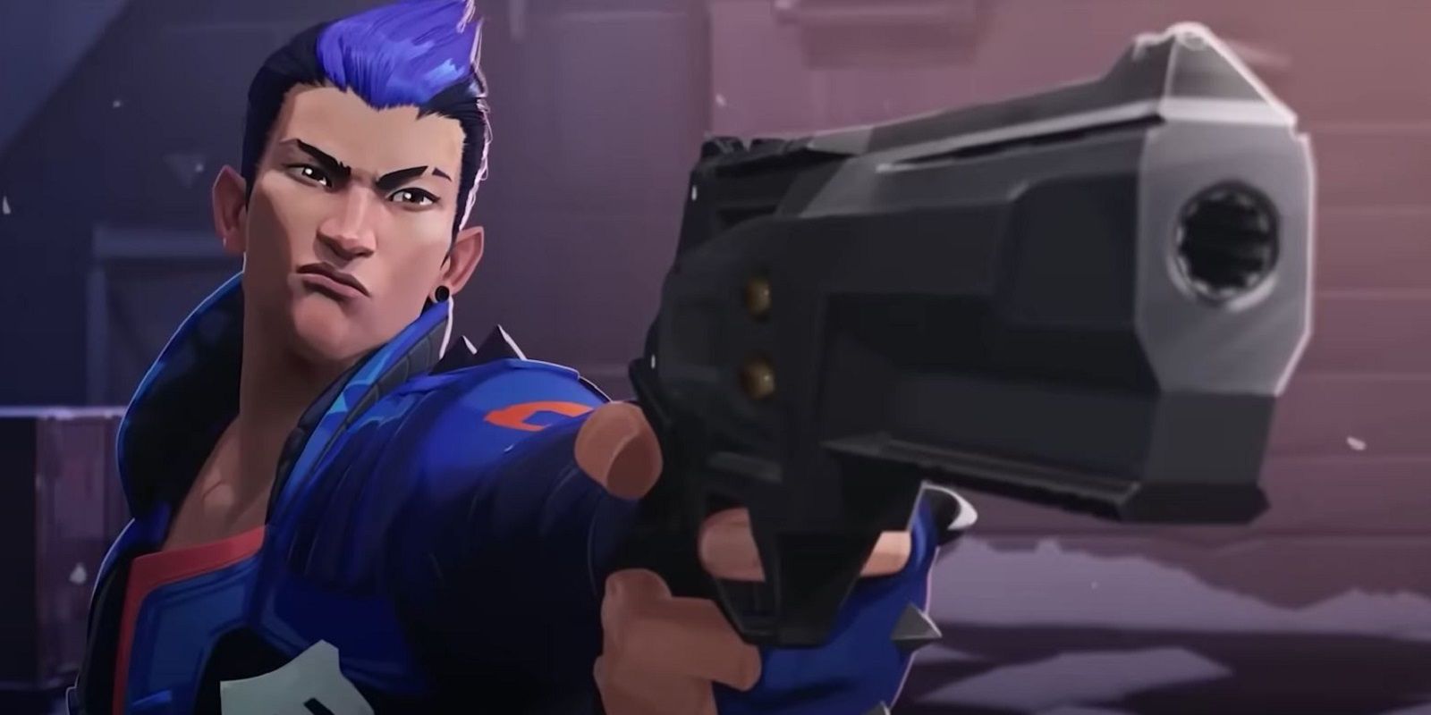 Yoru, Wearing A Blue Jacket, Aiming A Sheriff.