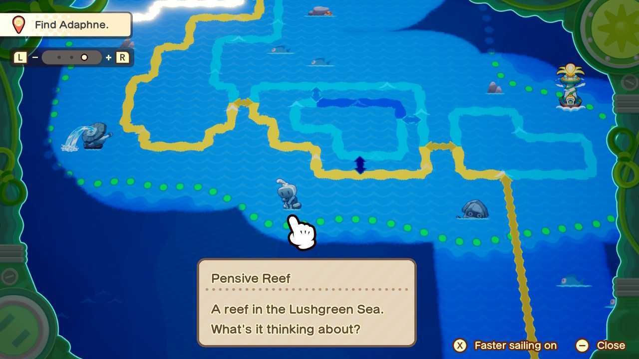 A picture of the Pensive Reef on the map in Mario & Luigi: Brothership.