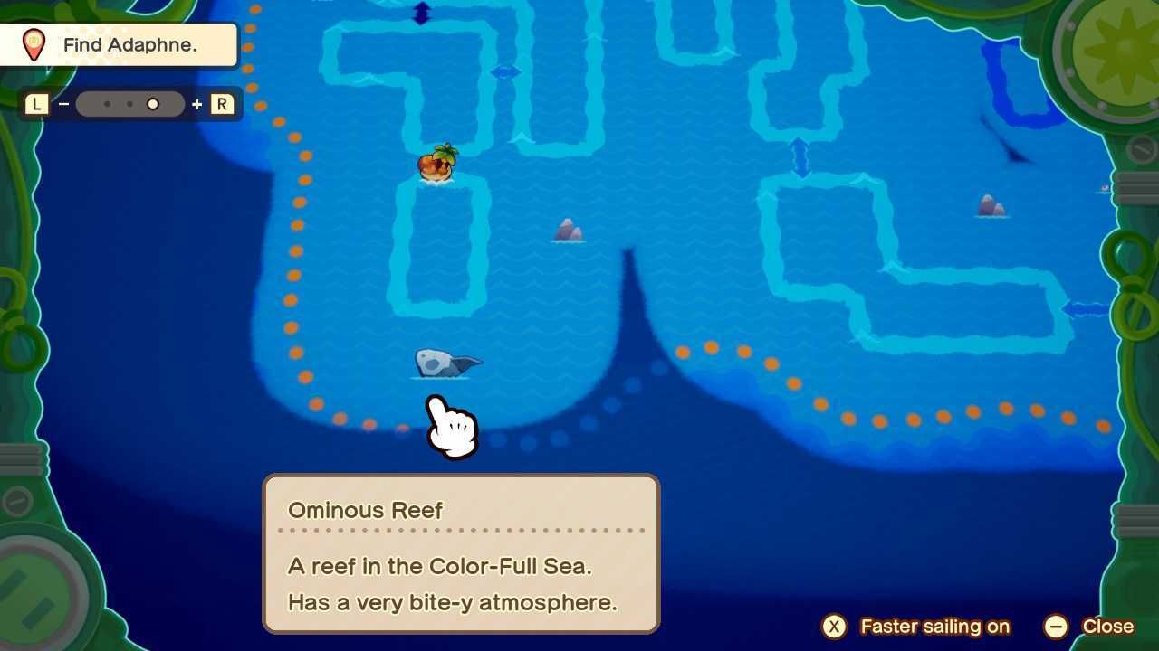 Ominous Reef on the map in Mario & Luigi: Brothership.