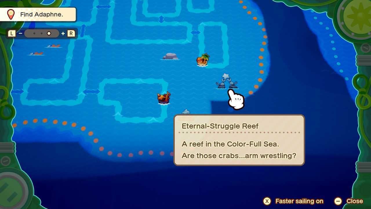 A picture of Eternal-Struggle Reef on the map in Mario & Luigi: Brothership.