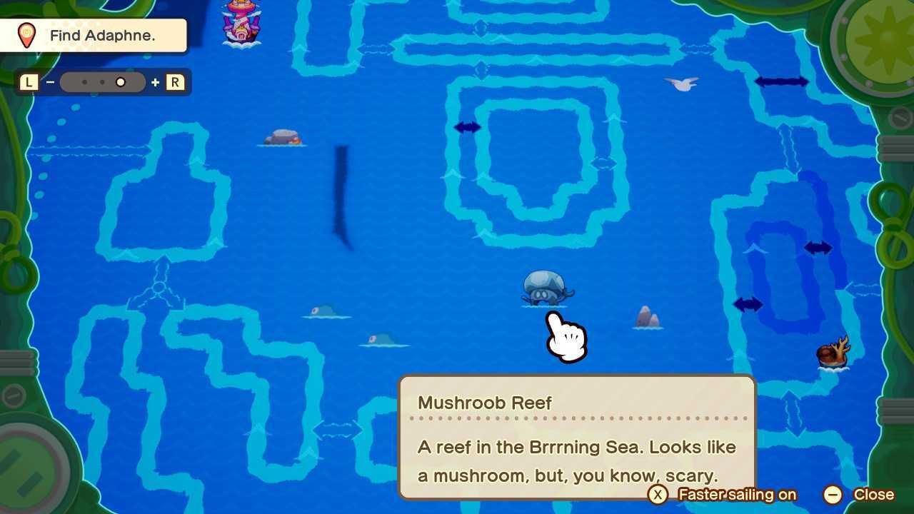 An image of Mushroob Reef on the map in Mario & Luigi: Brothership.