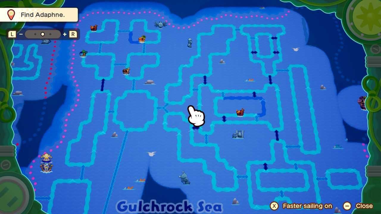 A map of Gulchrock Sea in Mario & Luigi: Brothership.