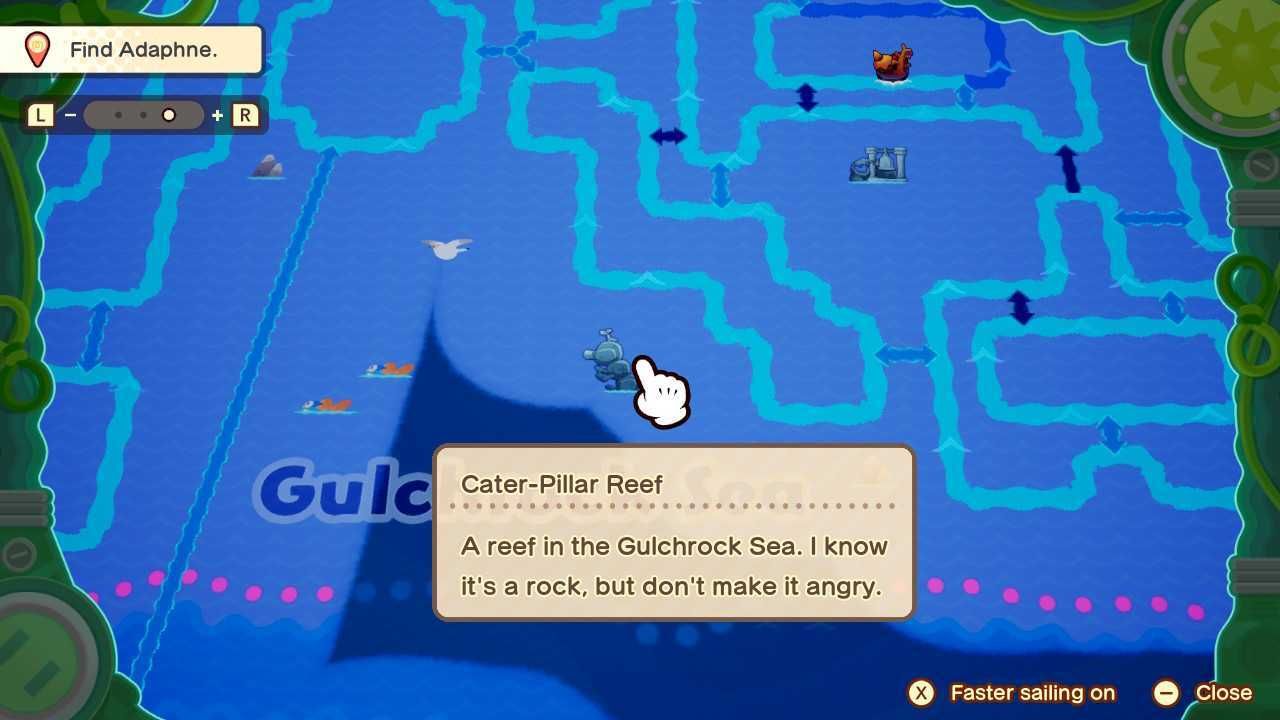 A picture of Cater-Pillar Reef on the map in Mario & Luigi: Brothership.