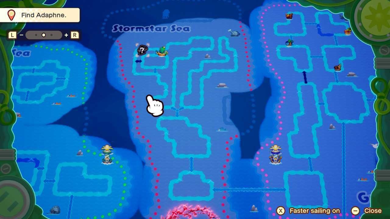 A map of Stormstar Sea in Mario & Luigi: Brothership. 