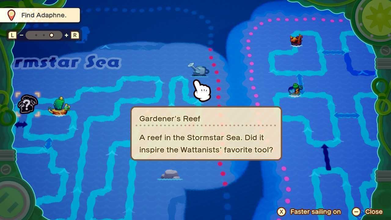 An image of Gardner's Reef on the map in Mario & Luigi: Brothership.