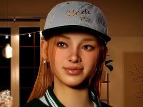 inZOI Character Studio trailer screenshot showing a young woman with ginger-y hair and a light baseball cap smiling to the side