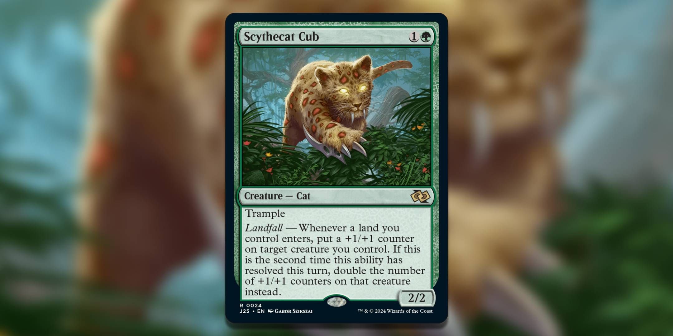 The Magic The Gathering card Scythecat Cub by Gabor Szikszai.