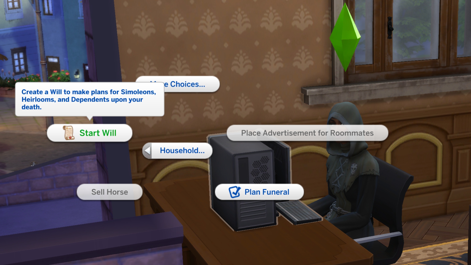 The interaction menu with a computer in The Sims 4