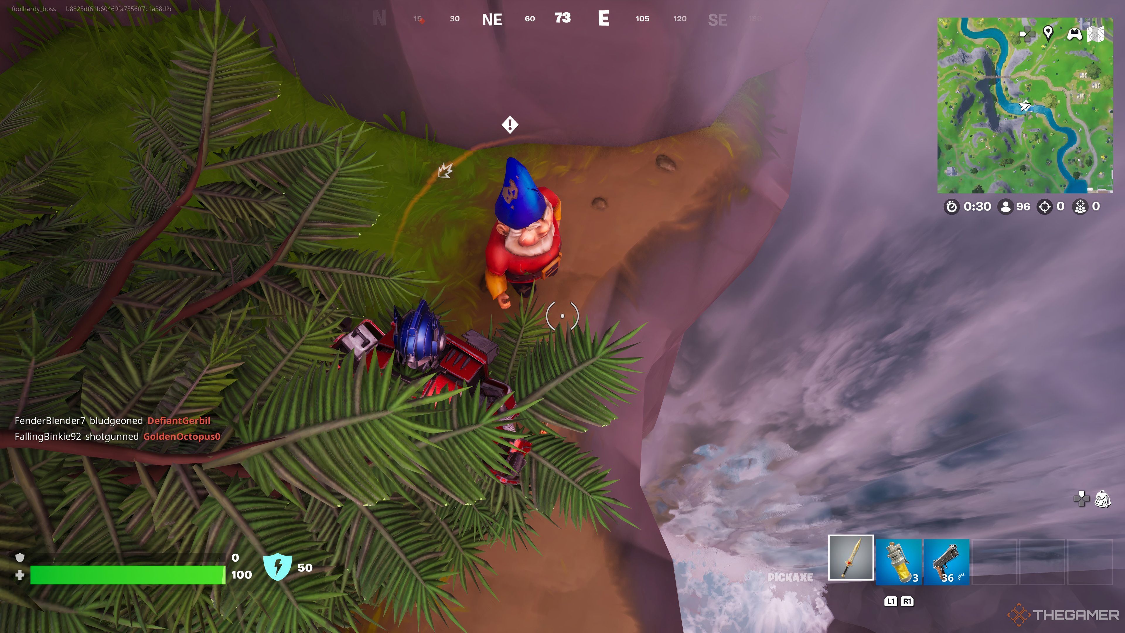 An image of a hidden gnome in Fortnite Chapter 2 Remix.