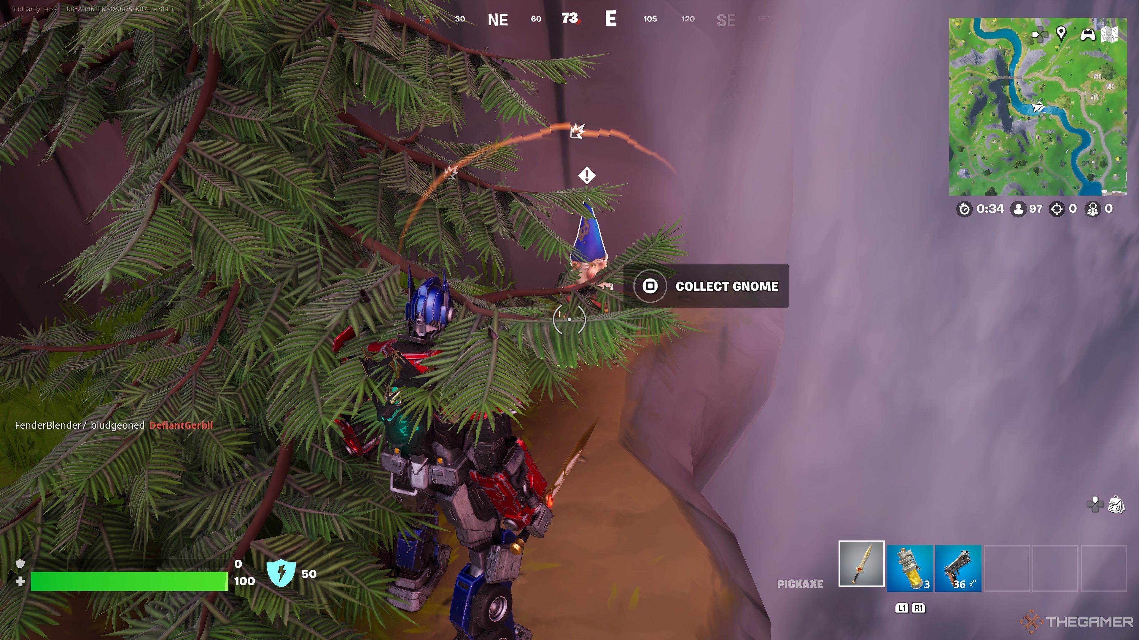 An image of a hidden gnome in Fortnite Chapter 2 Remix.