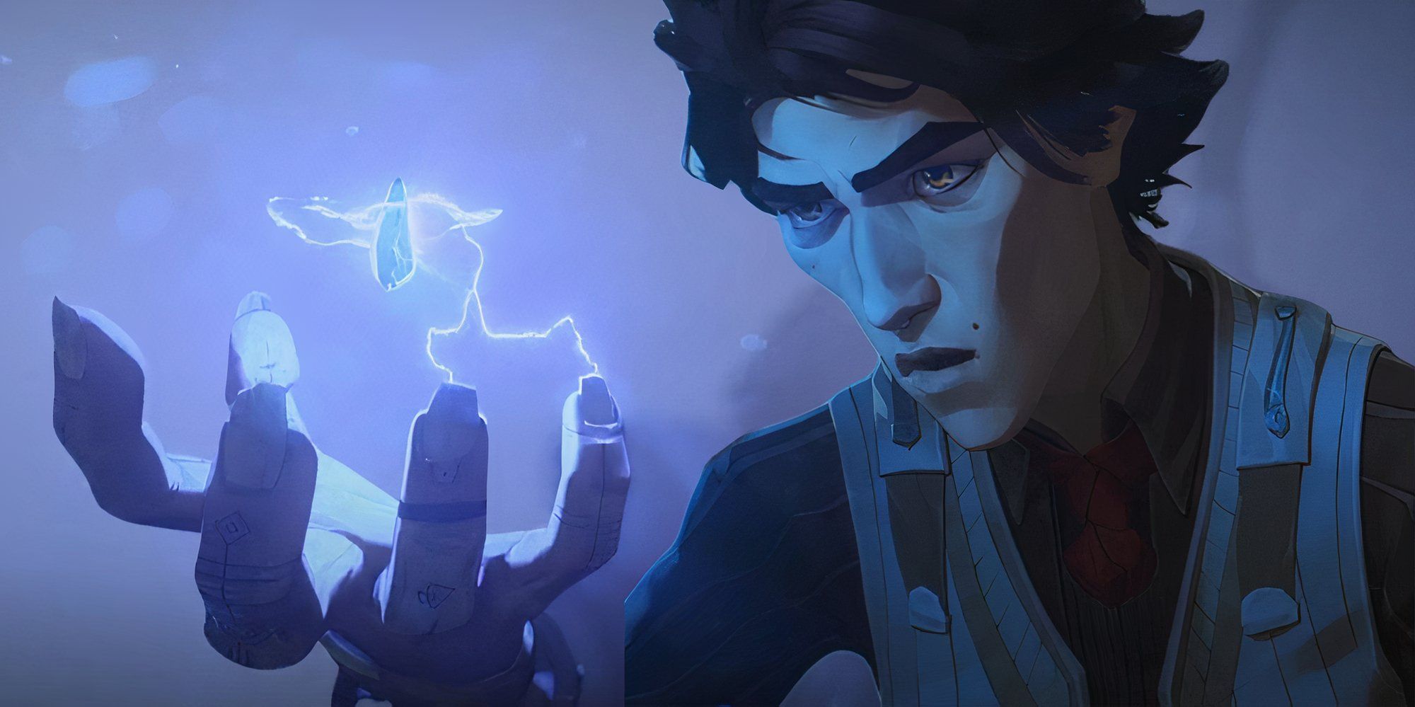 Viktor in Arcane looking at magic shard