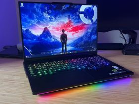 Lenovo Legion Pro 7i Gen 9 gaming laptop on a wooden desk