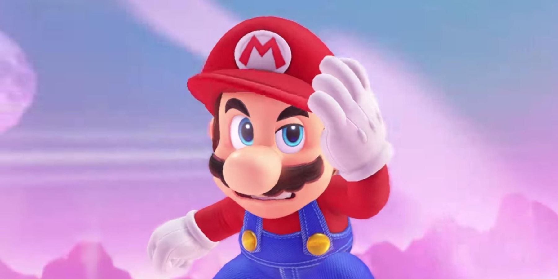 Mario holding his hat in Super Mario Odyssey