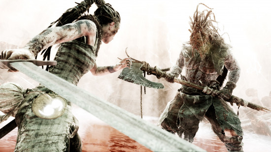 Best Viking games: Senua squares up to an ax-wielding enemy