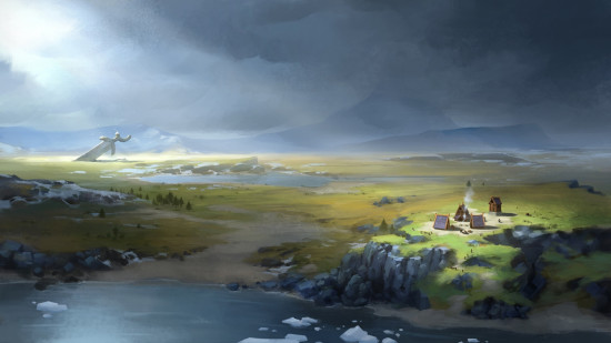 Best viking games: a gorgeous, lush landscape in Northgard