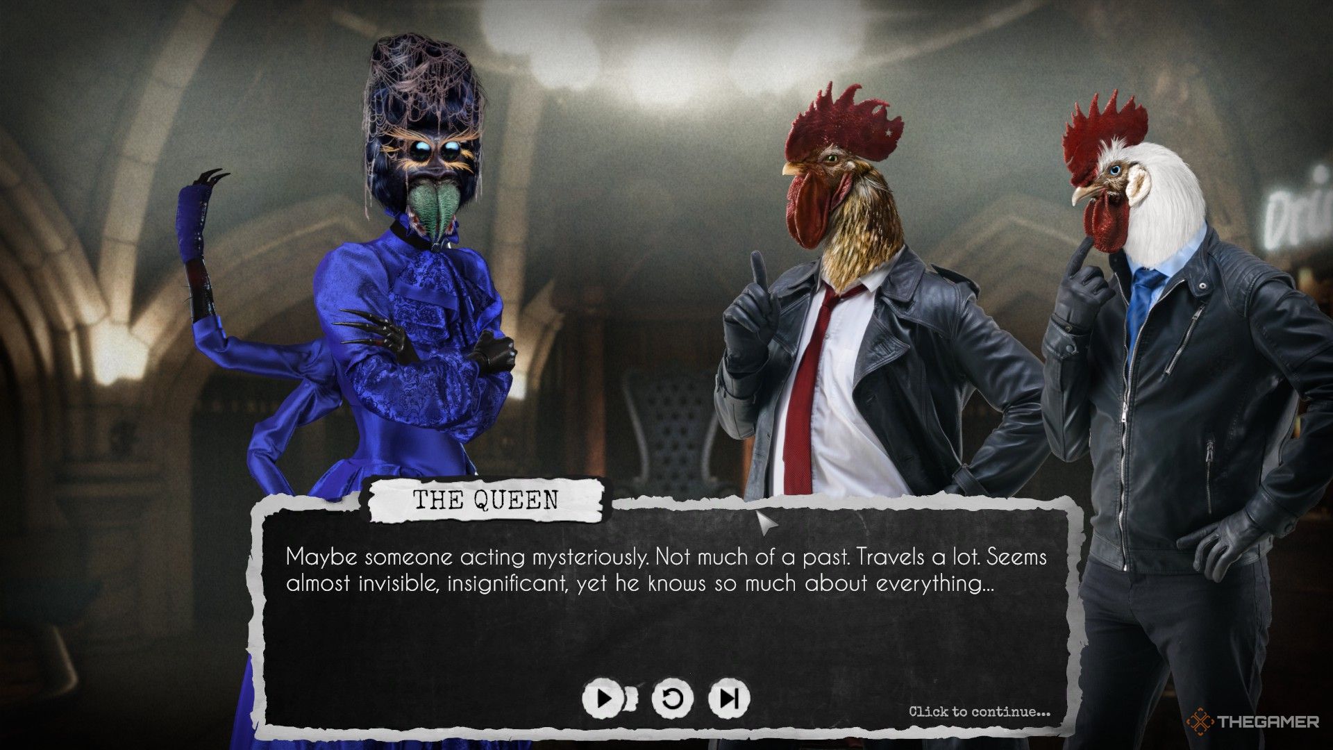 Sonny and Marty is speaking with the Queen in Chicken Police: Into The Hive!