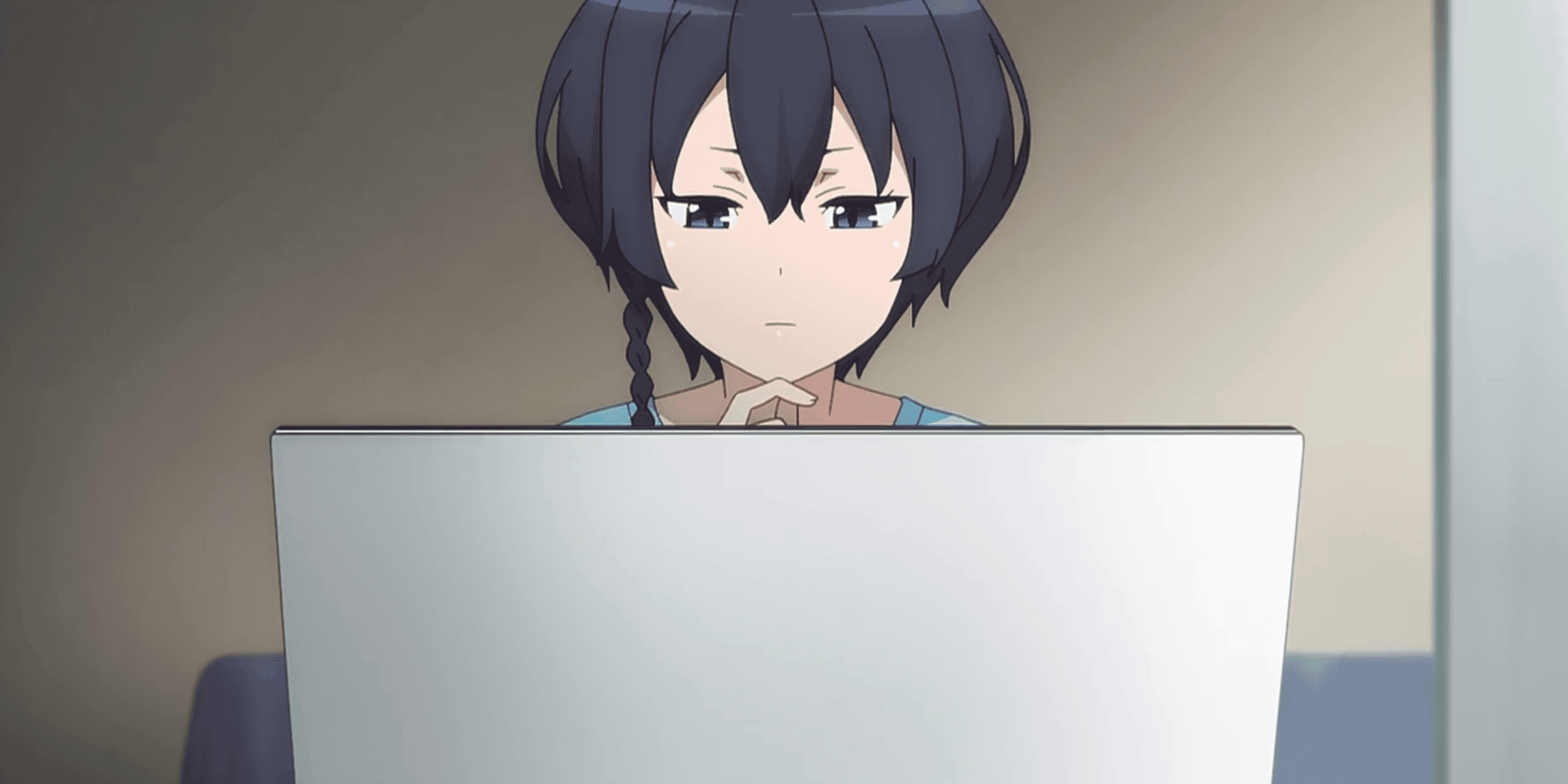 Gun Gale Online S2 E4 Karen Looking at her Laptop