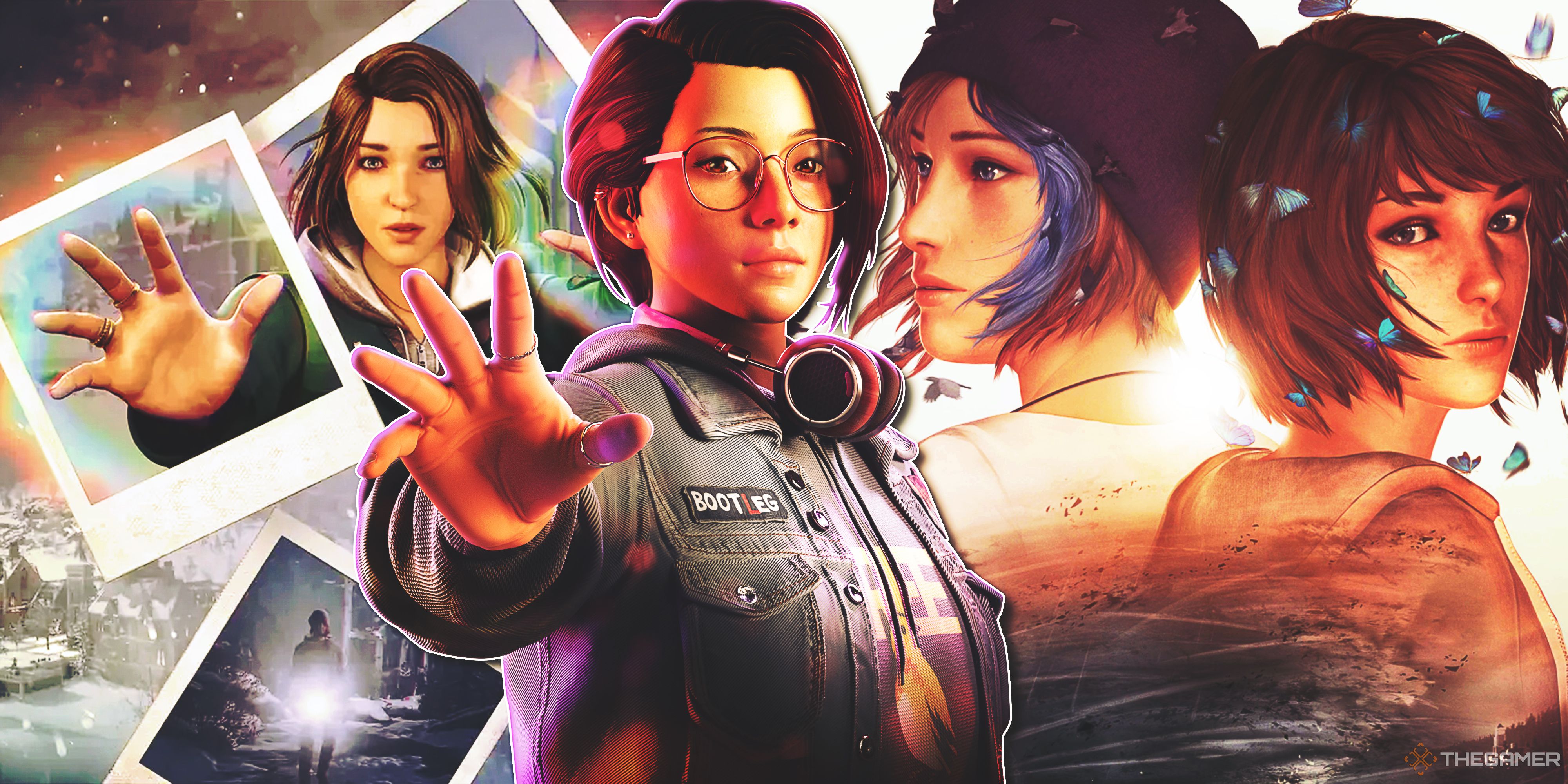 A collage image of Life is Strange protagonists shows Max Caulfield from Double Exposure on the left, Alex Chen from True Colors in the middle, and Max and Chloe from the original on the right.