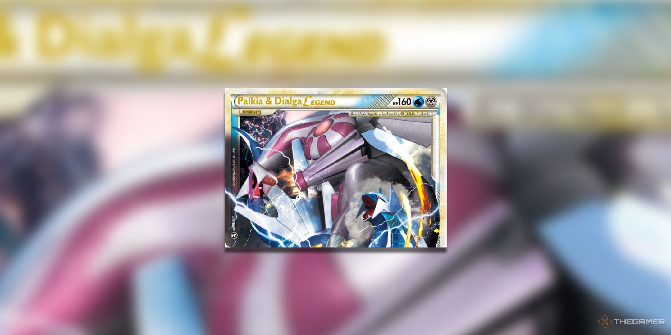 Triumphant Palkia and Dialga Legend Top Pokemon TCG Card Art.