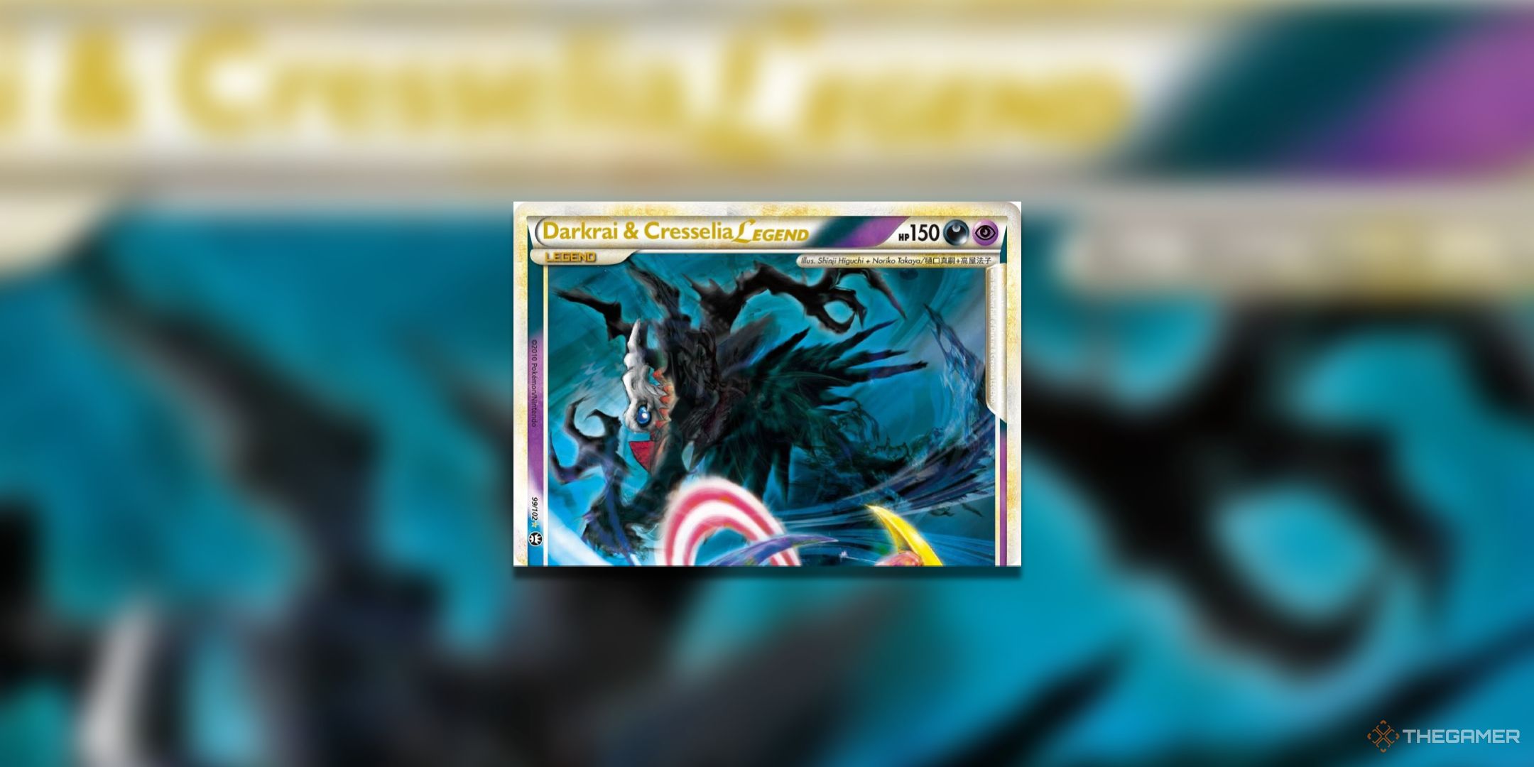 Triumphant Darkrai and Cresselia Legend Pokemon TCG Card Art.