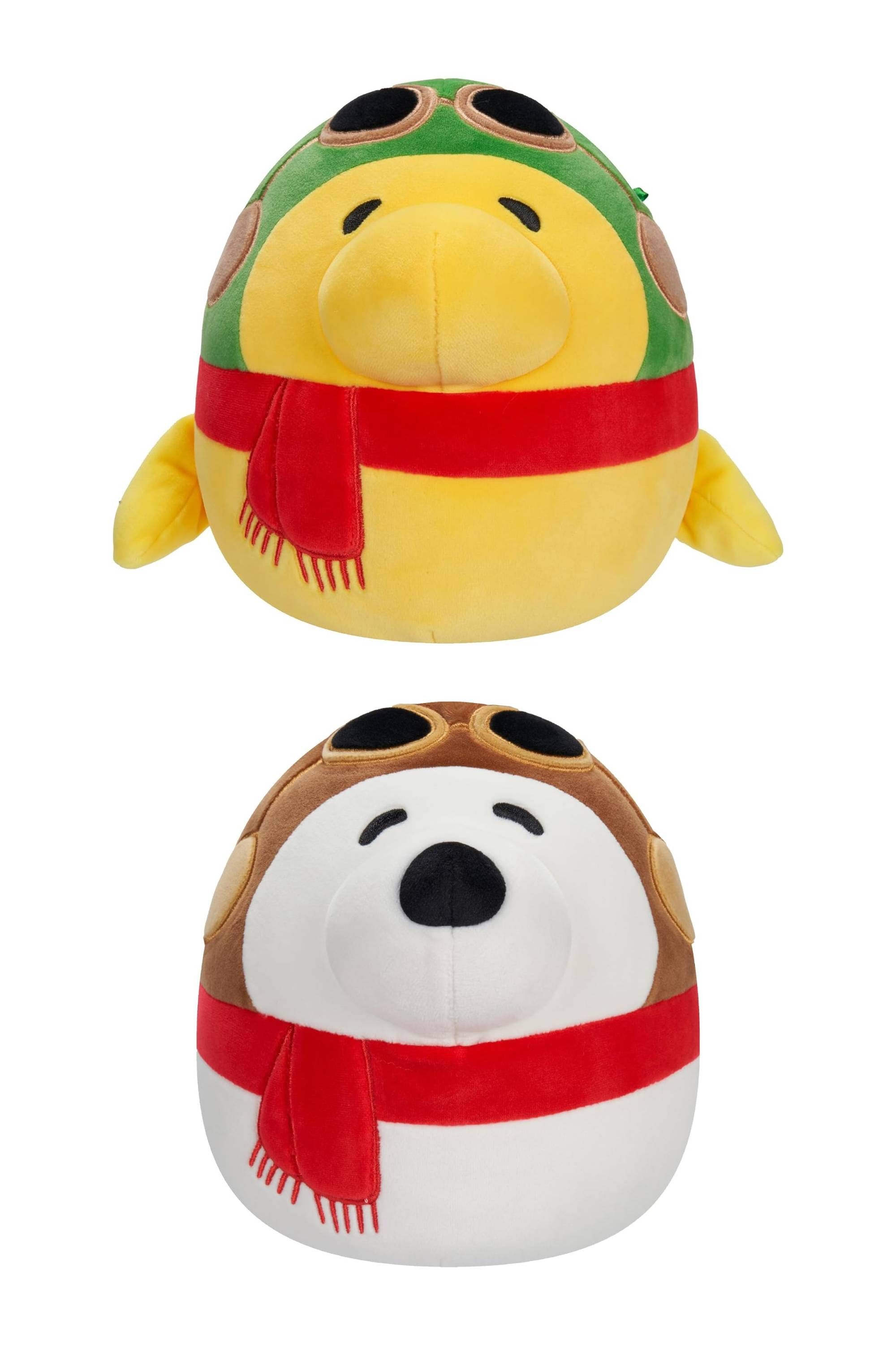 Squishmallows Original Peanuts 8-Inch Aviator Snoopy and Aviator Woodstock 2-Pack Plush