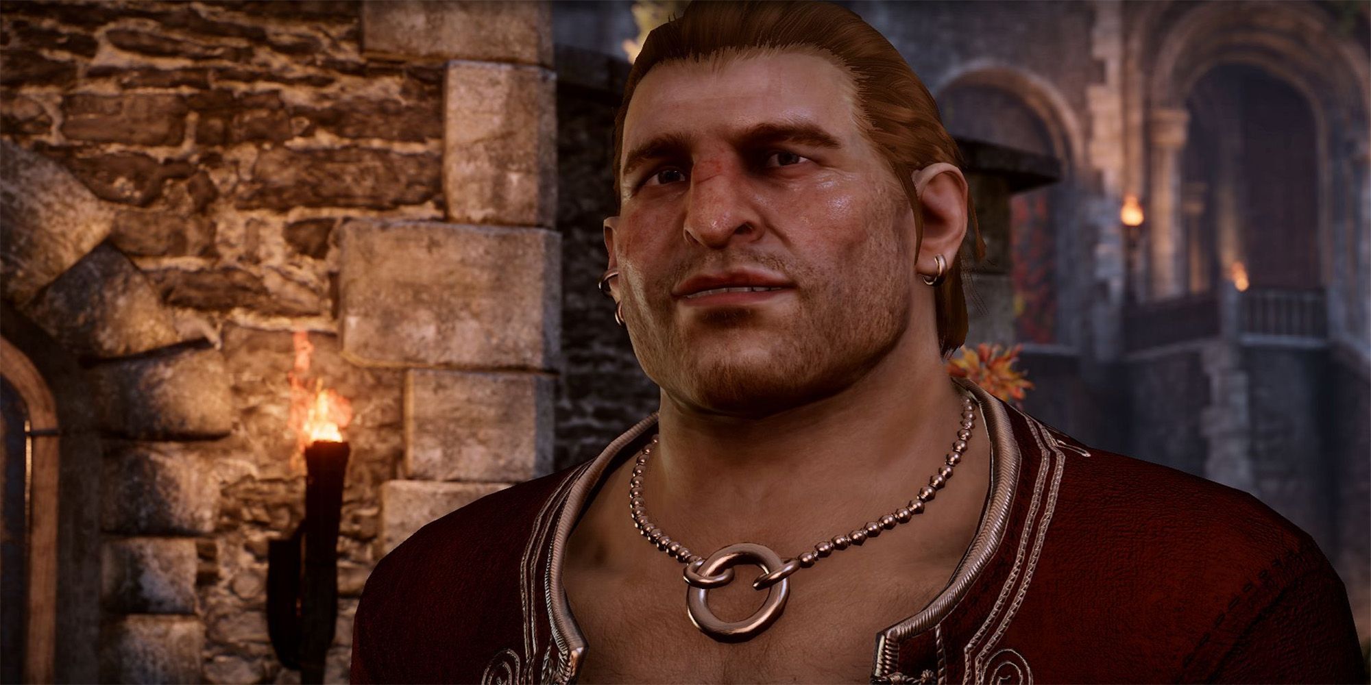 Varric wearing casual clothes in Dragon Age: Inquisition.