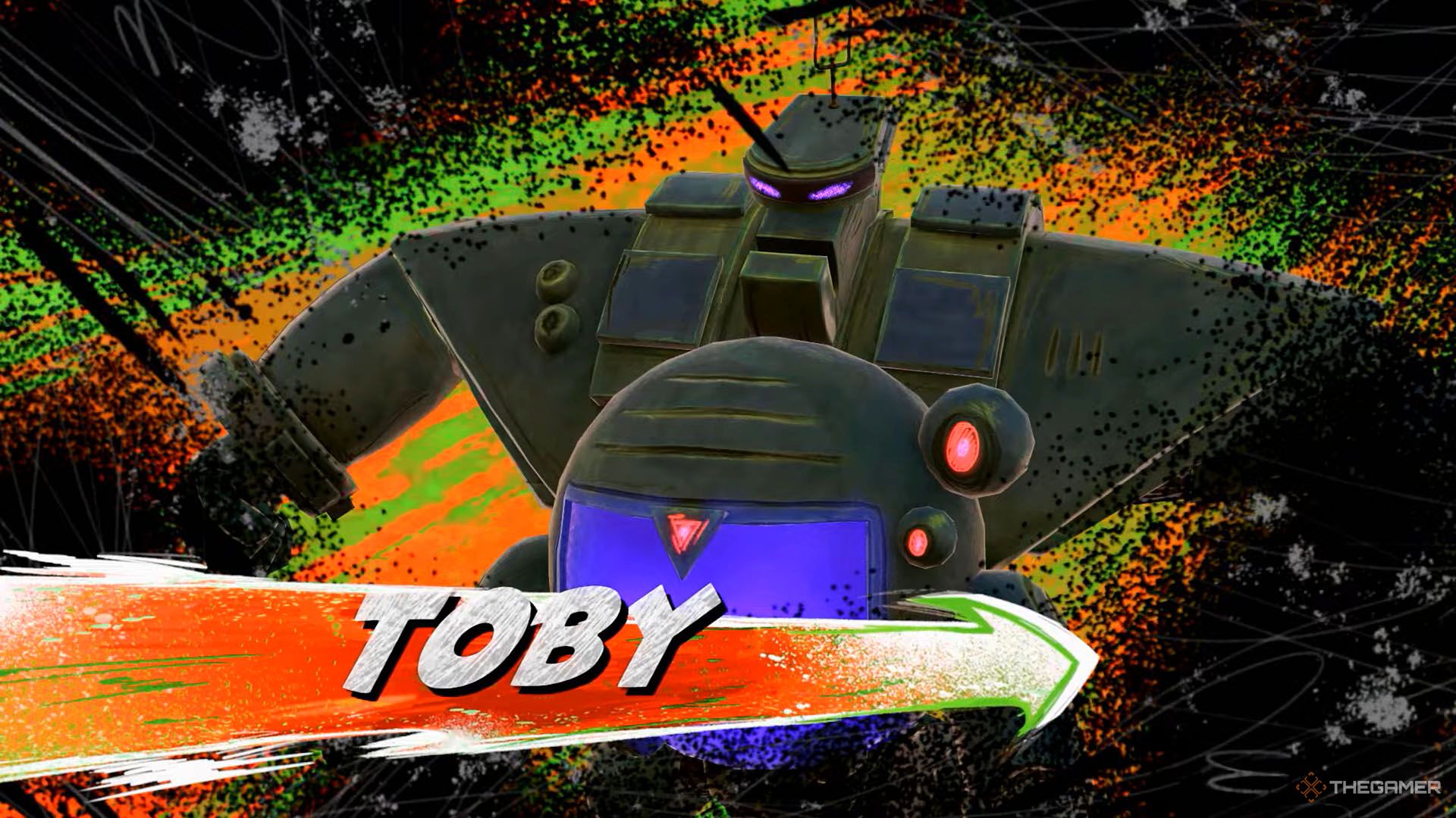 Toby in a mech suit in the TMNT: Mutants Unleashed secret boss fight.