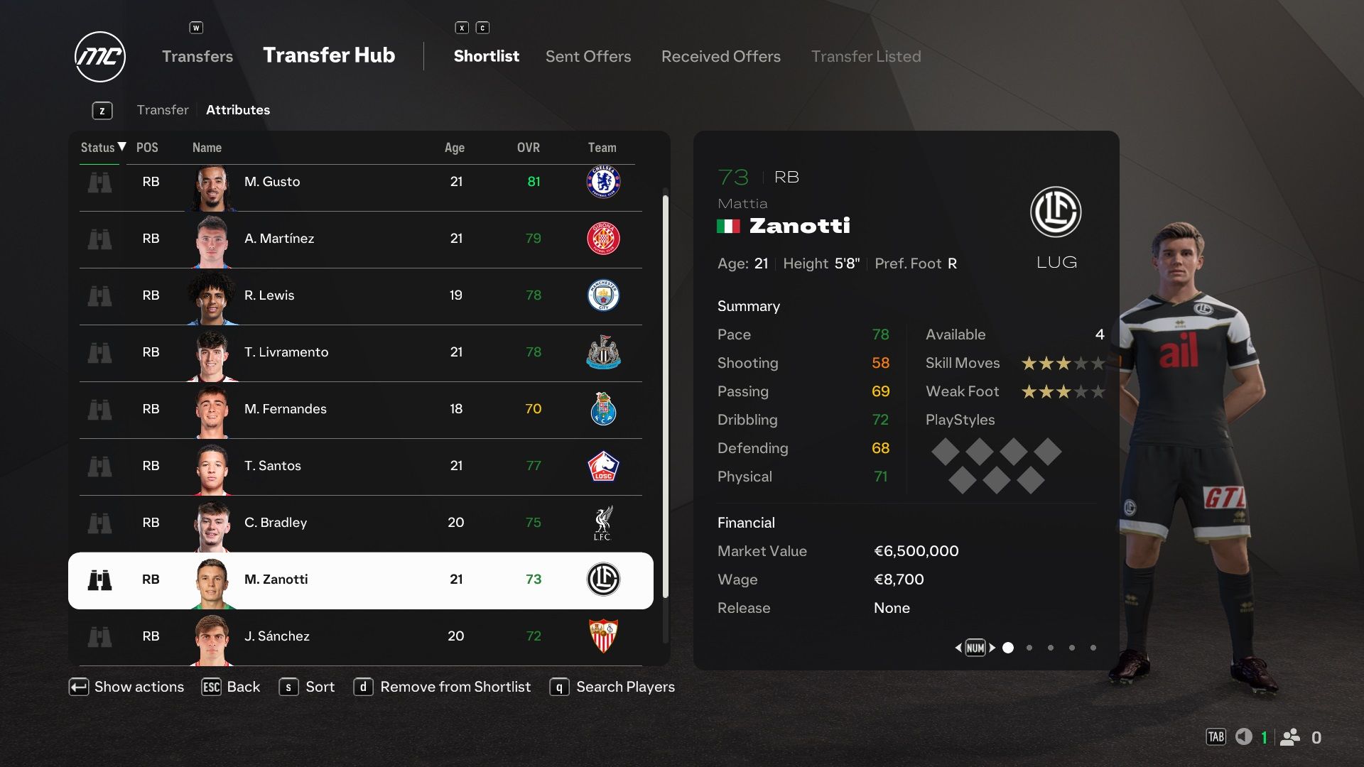 Mattia Zanotti in EA Sports FC 25.