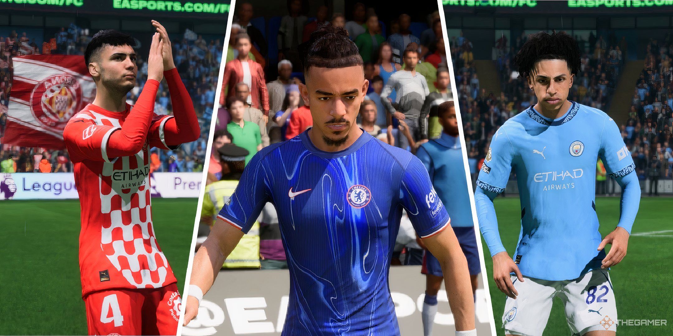 Arnau Martinez, Malo Gusto, and Rico Lewis in EA Sports FC 25.