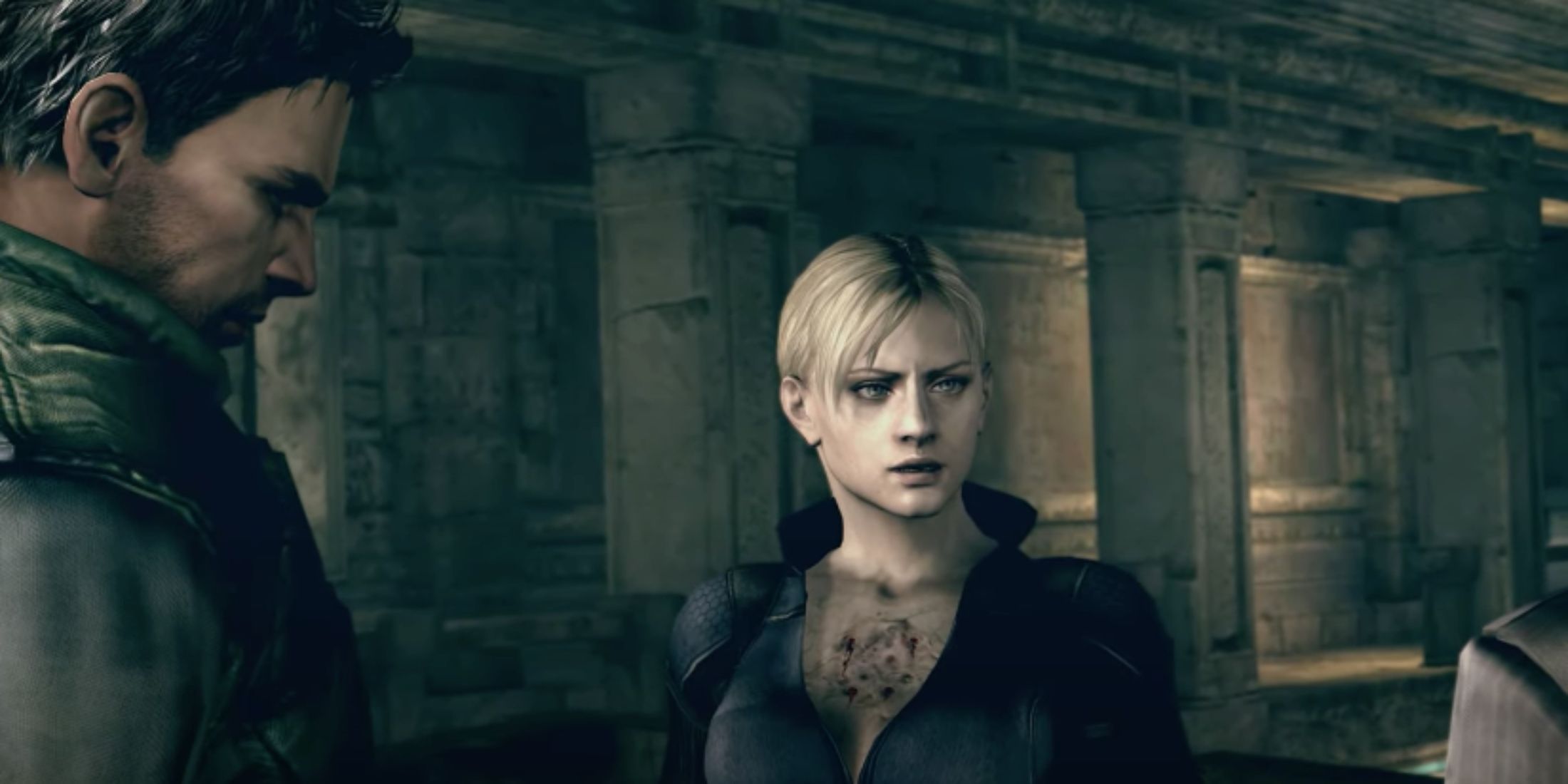 Jill Valentine talking to Chris Redfield and Sheva Alomar