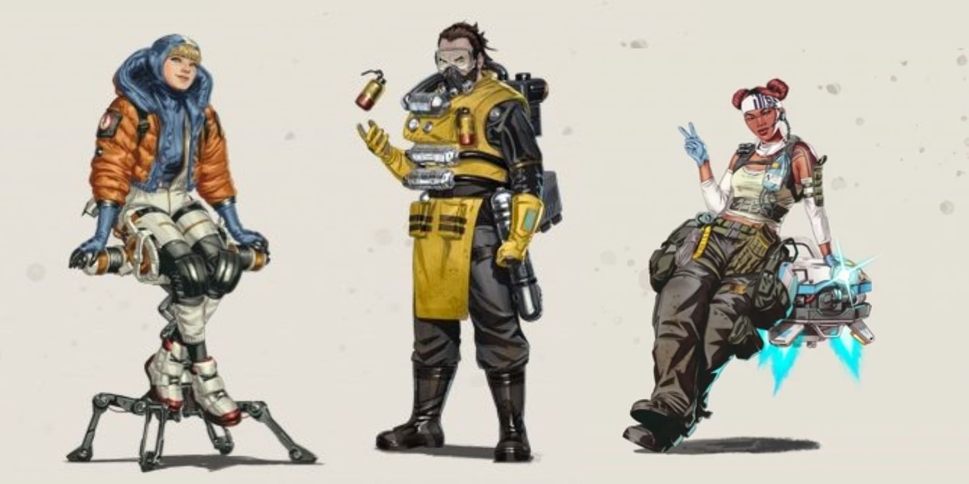 Three Trio Characters Lifeline Wattson Caustic Apex Legends