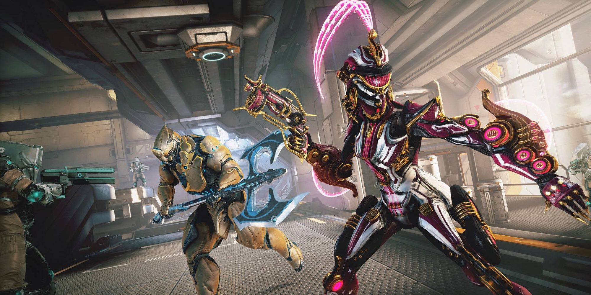 Warframe Octavia Prime Fighting Alongside Rhino