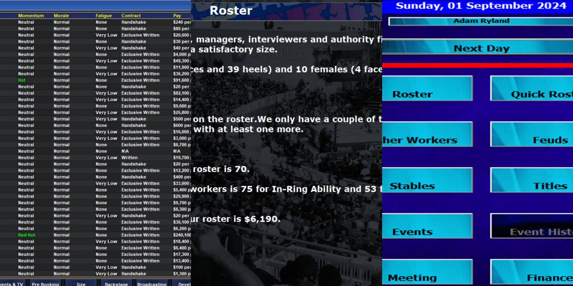 collage of 3 wrestling simulators