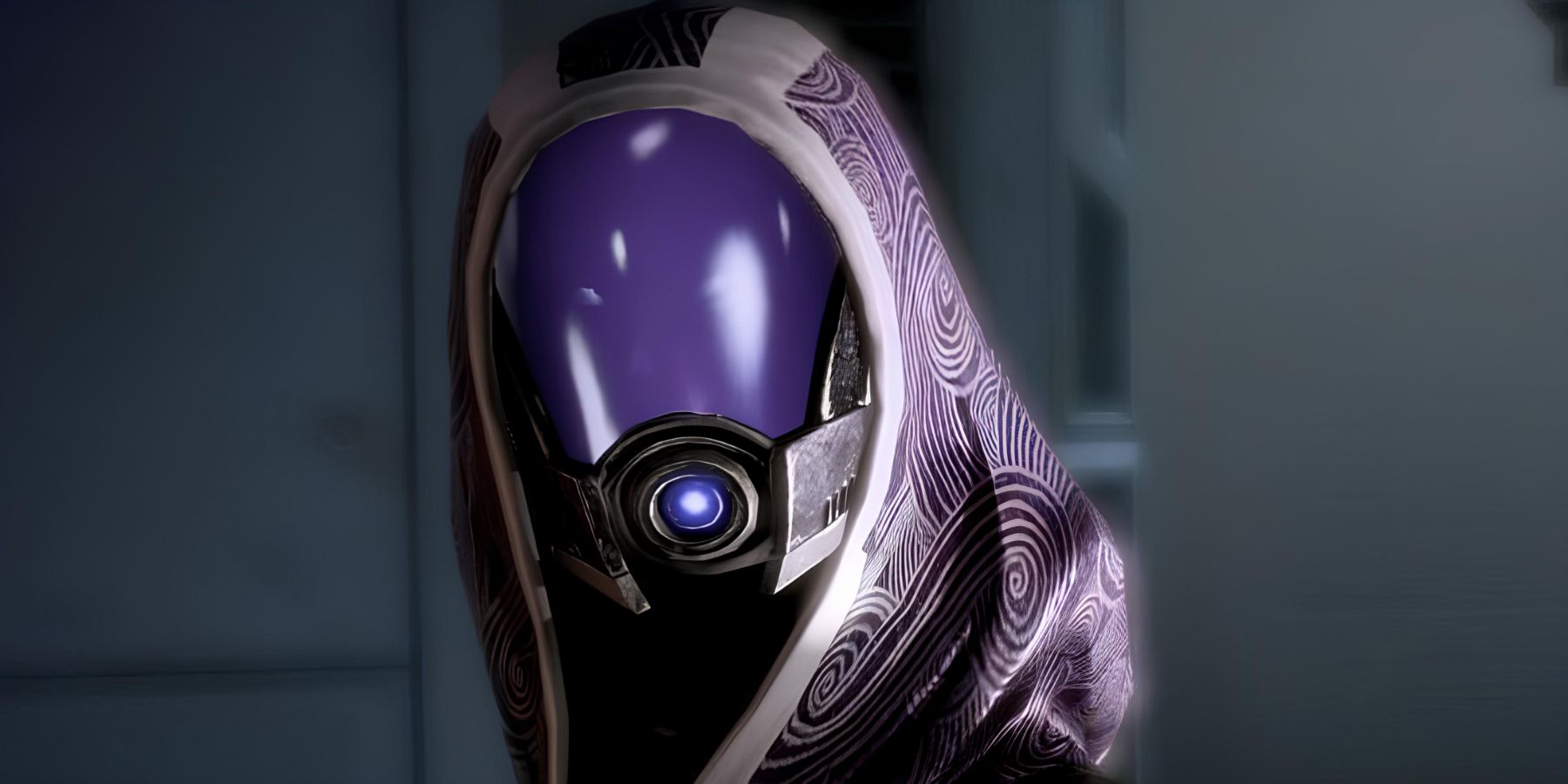 Tali'Zorah, who must be in the Mass Effect TV series, with her iconic purple helmet