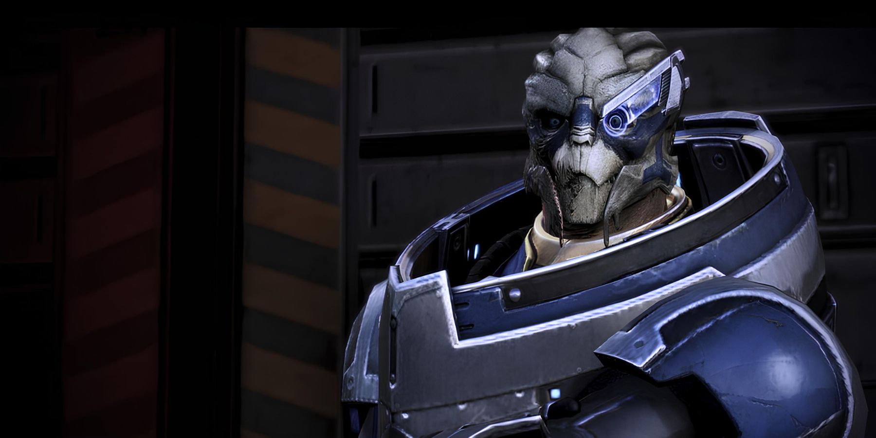 Garrus Vakarian, who must be in the Mass Effect TV series, wearing his blue armor