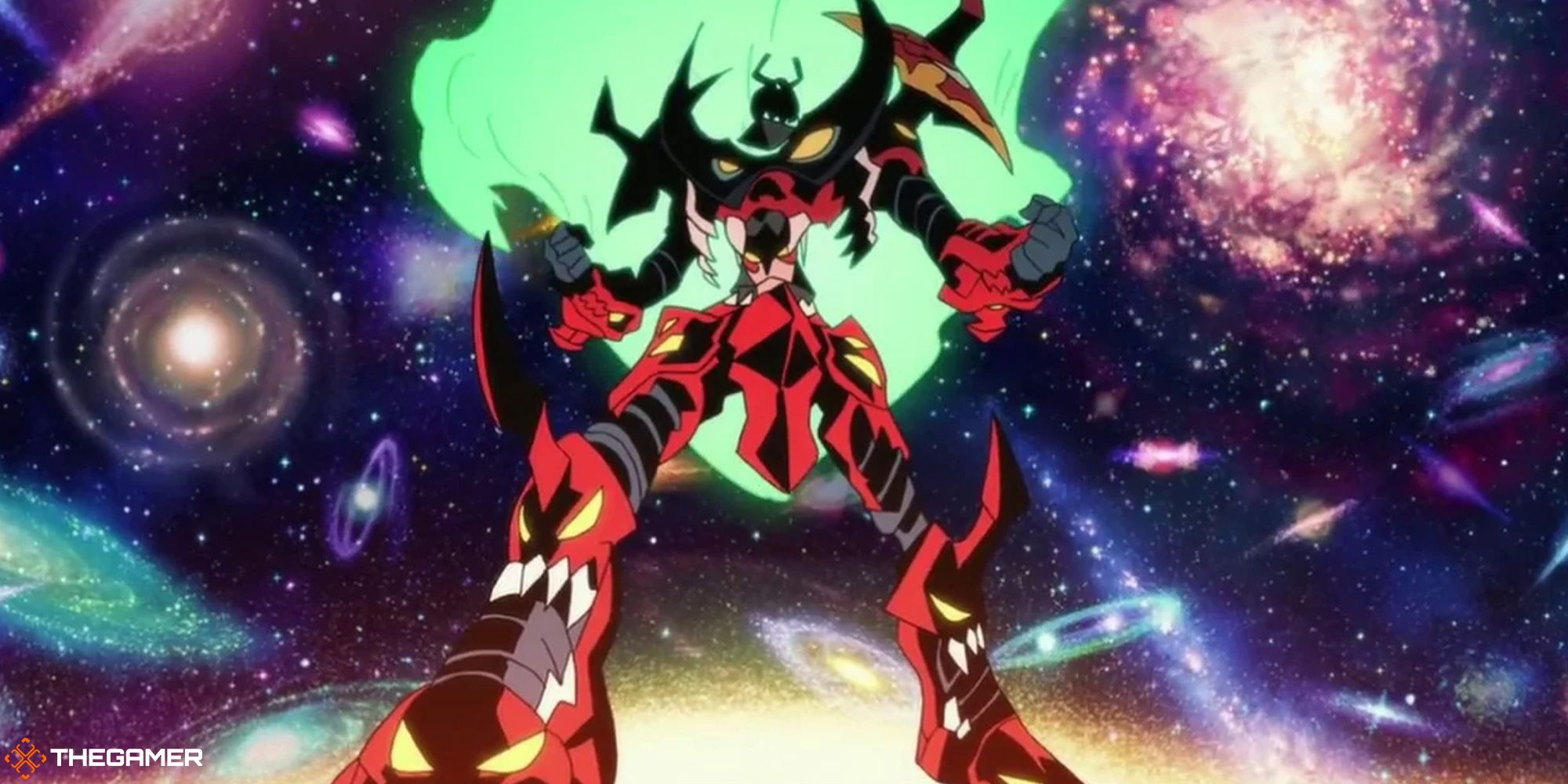 Tengen Toppa Gurren Lagann suit against an astral background from the anime. 