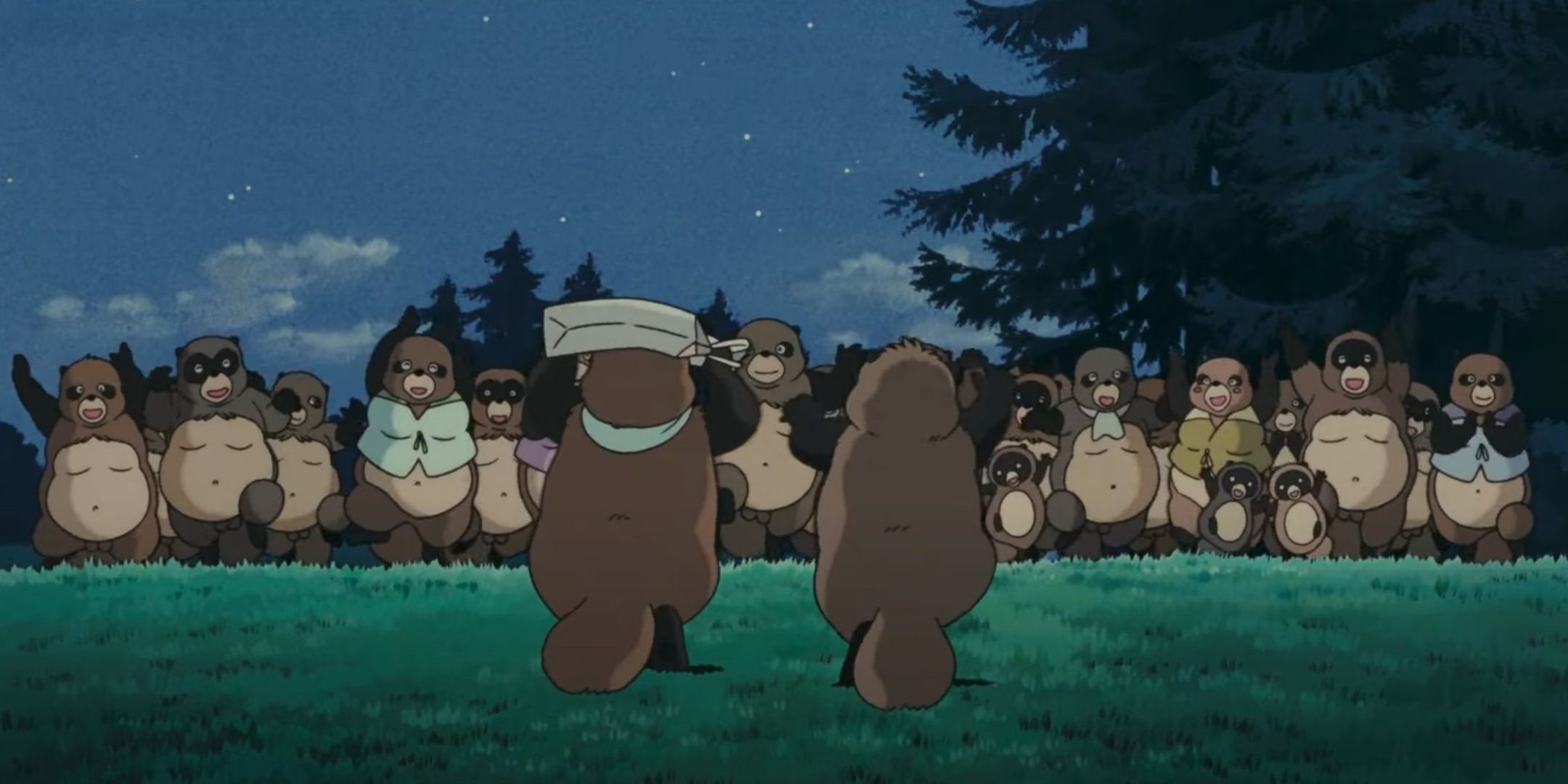 Tanukis reunite at the end of the Pompoko anime.